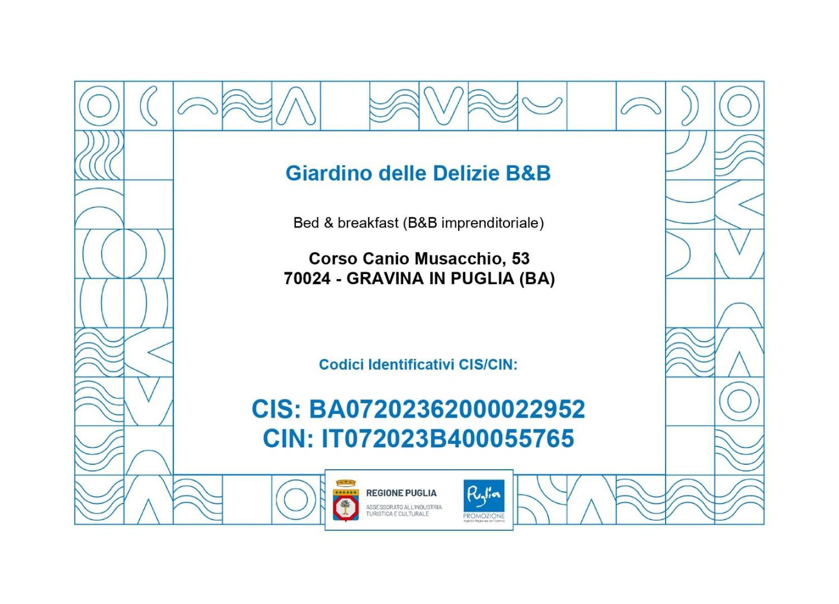 B&B Giardino Delle Delizie Γκραβίνα Εξωτερικό φωτογραφία